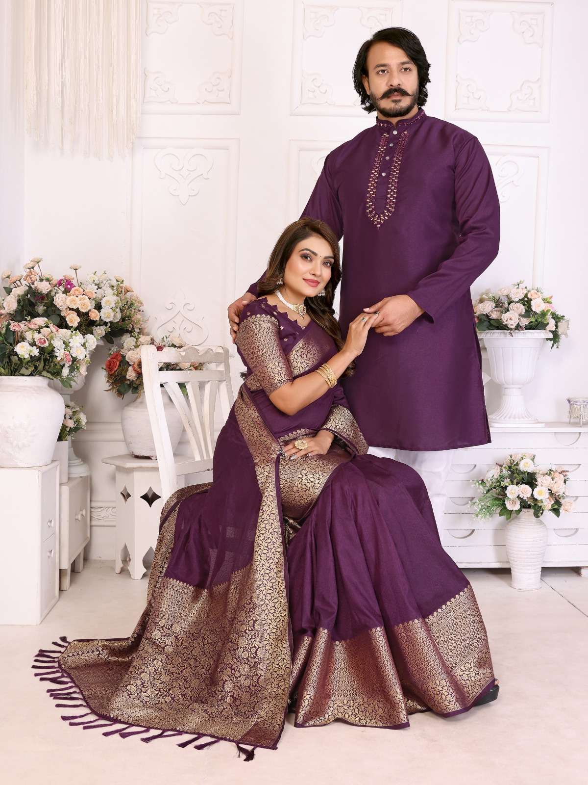 Couple Saree kurta set wholesale supplier and manufacturer surat