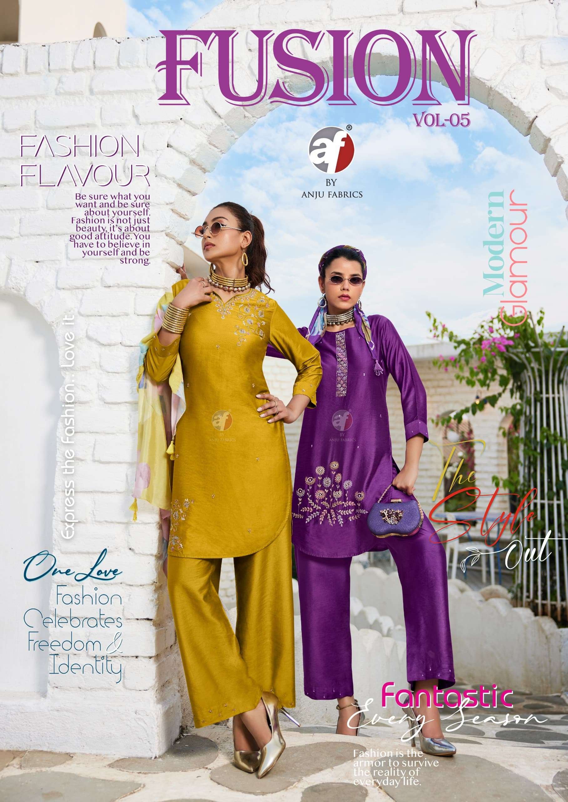 Fusion vol 5 designer kurti by anju fabrics wholesaler surat