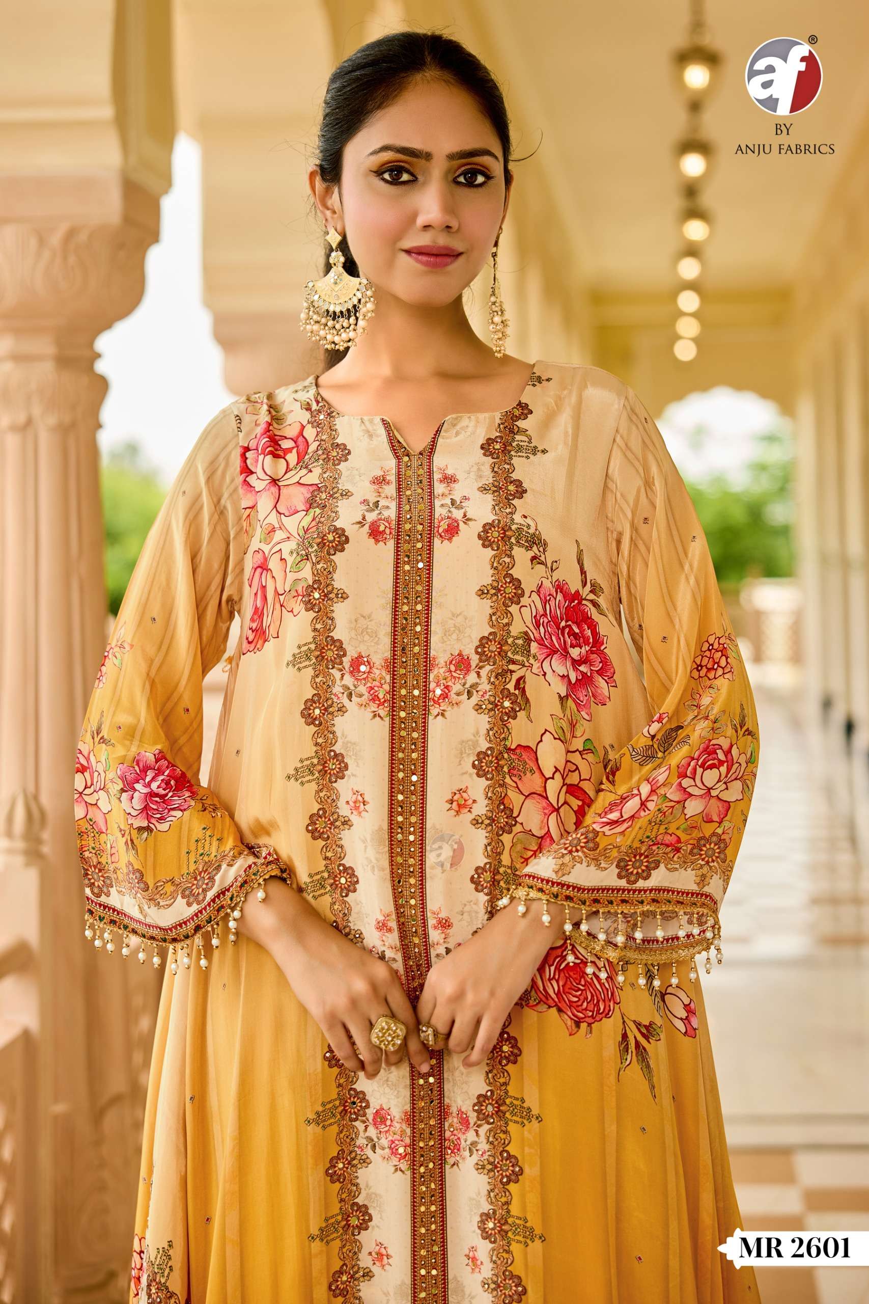 ANJU FABRICS MR 2601 DESIGNER KAFTAN WITH WIDE PANTS WHOLESALE SUPPLIER SURAT 