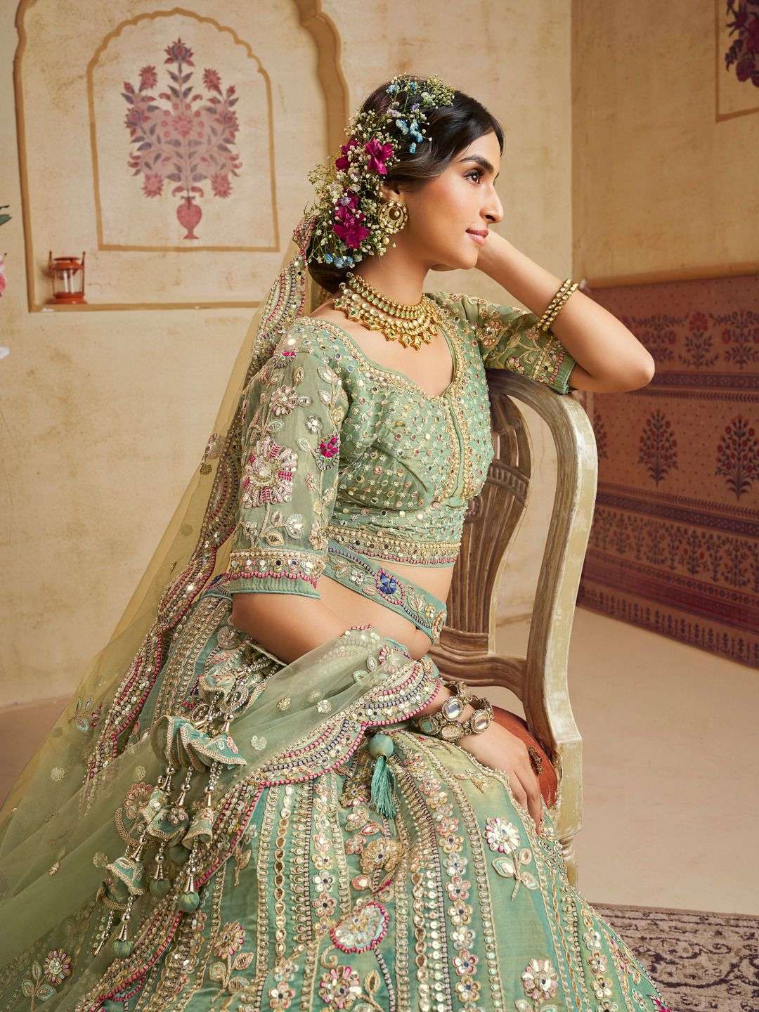 Code 5926 green by adorn craft designer Lehenga choli manufactur surat