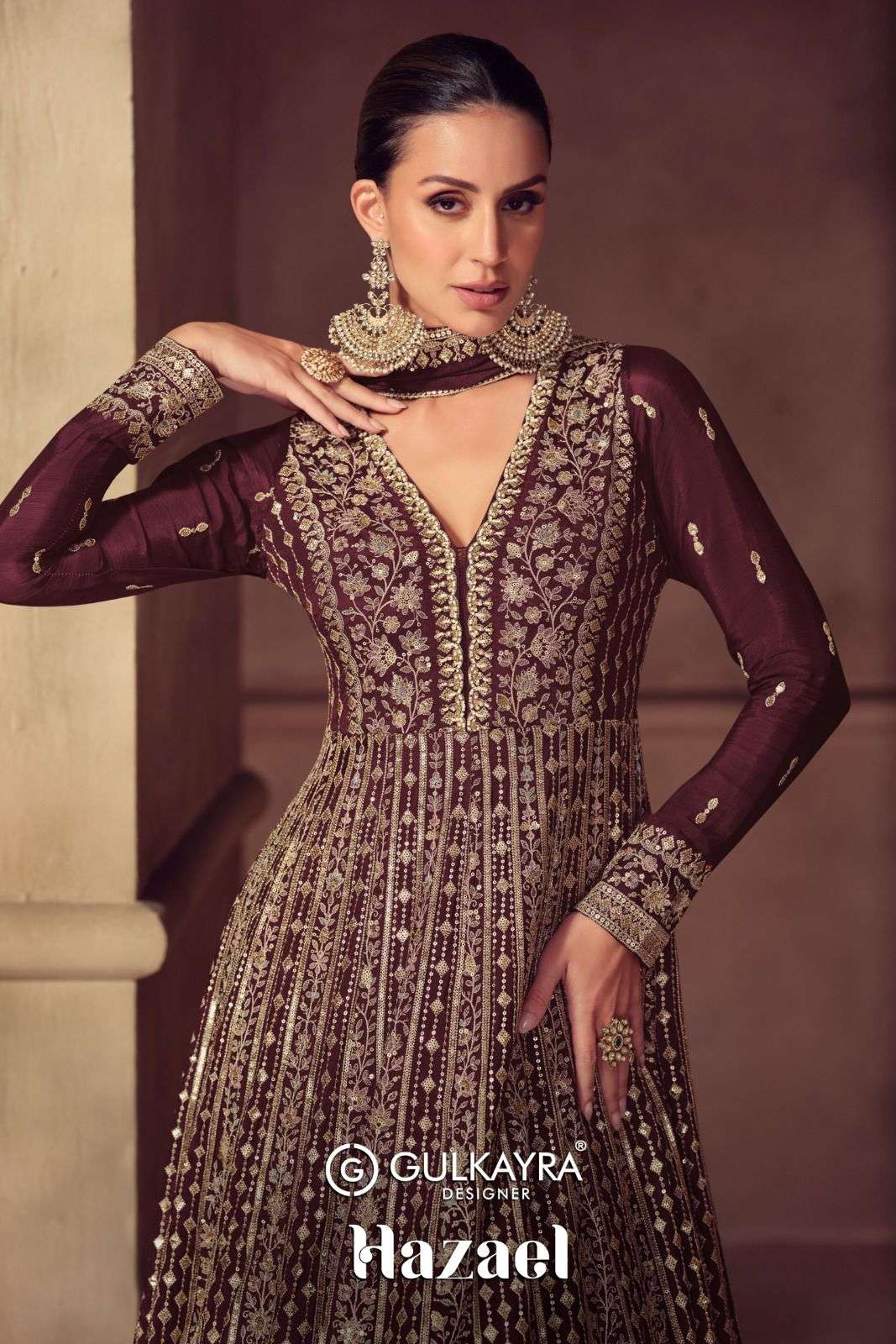 Gulkayra Designer Hazael Collection | Real Chinon Embroidered Suits