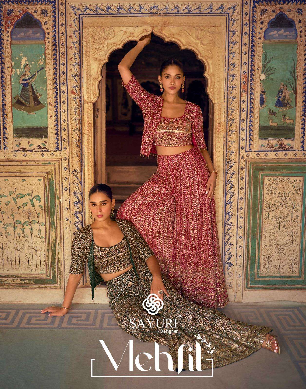 Sayuri Designer Mehfil Catalog – Premium Georgette Embroidered Set (3 PCS)