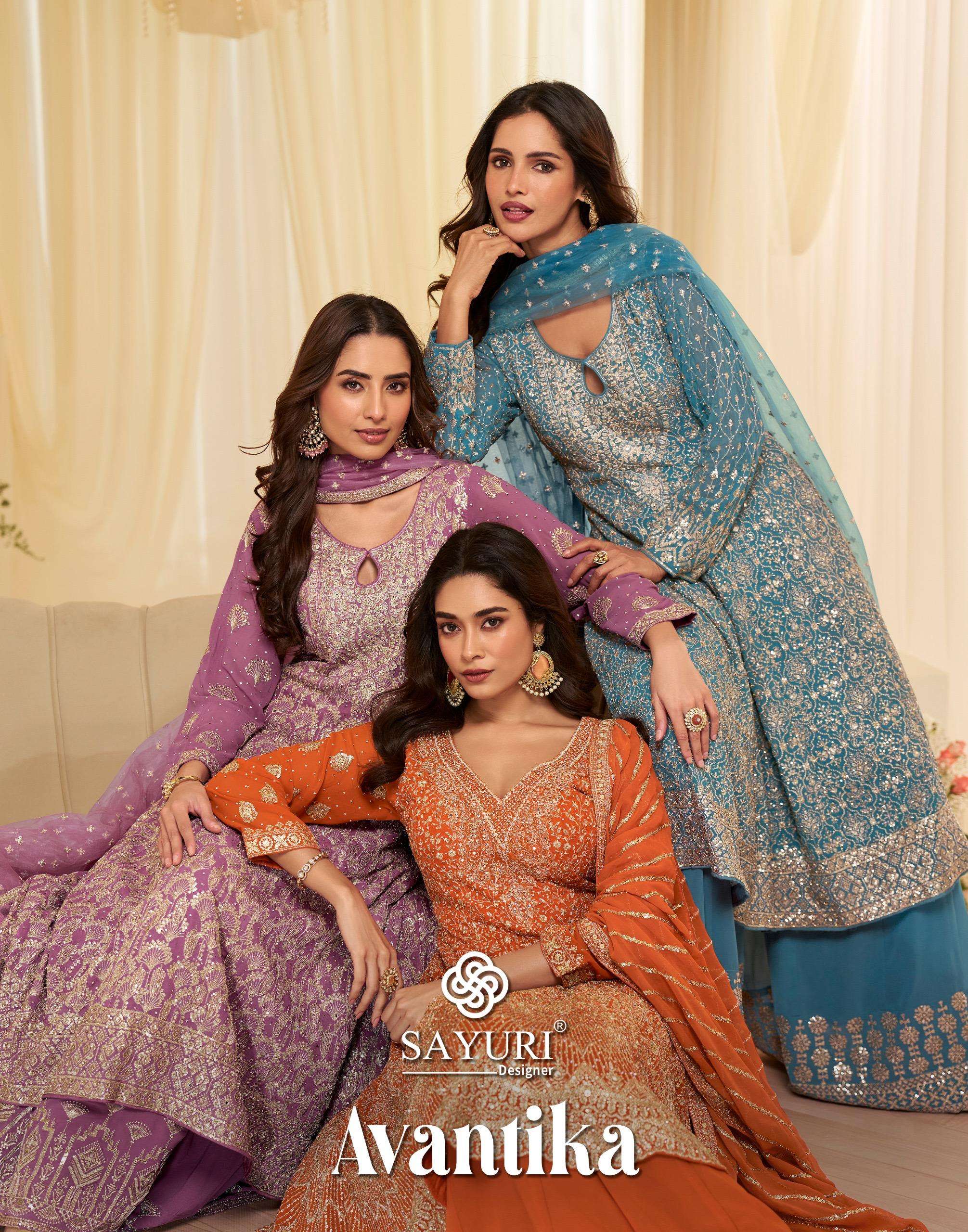 Sayuri Designer Avantika 3 Piece Georgette Embroidered Suit Set | Ready to Ship