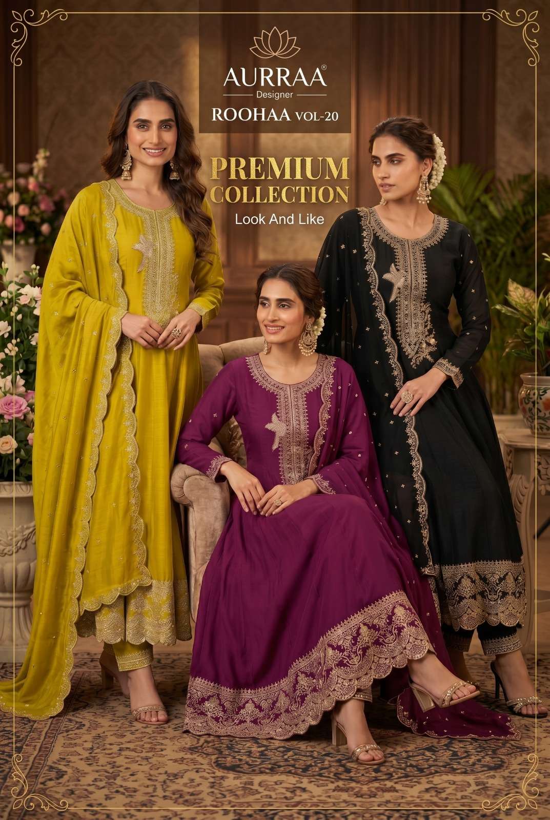 AURRAA Designer RoohAA Vol-20 Premium Silk Embroidered Dress Set for Women