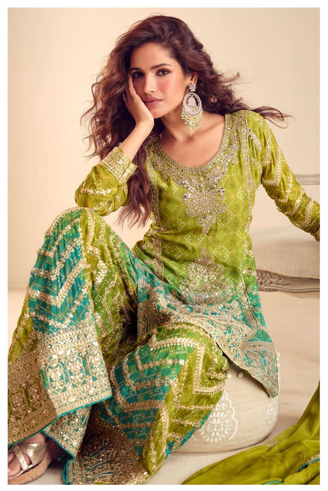 Gulkayra Designer MISBAH Real Chinon Digital Embroidered Suit Set with Dupatta